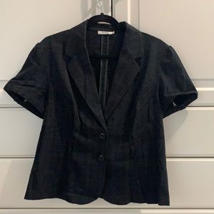 Short sleeve jacket- black plaid, with stretch, professional